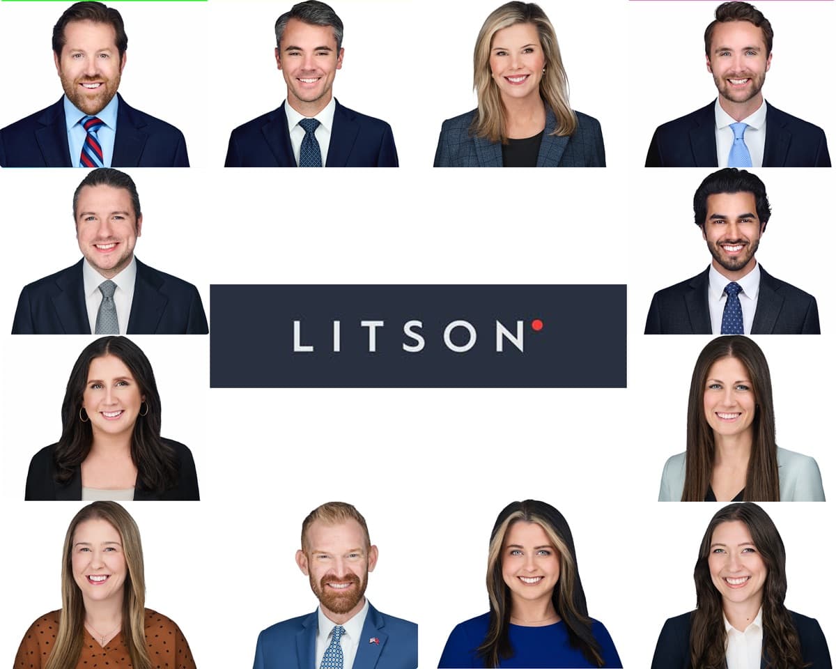 Litson attorneys team headshots arranged in a grid on a clean white background — law firm headshots by K Dalton Photography