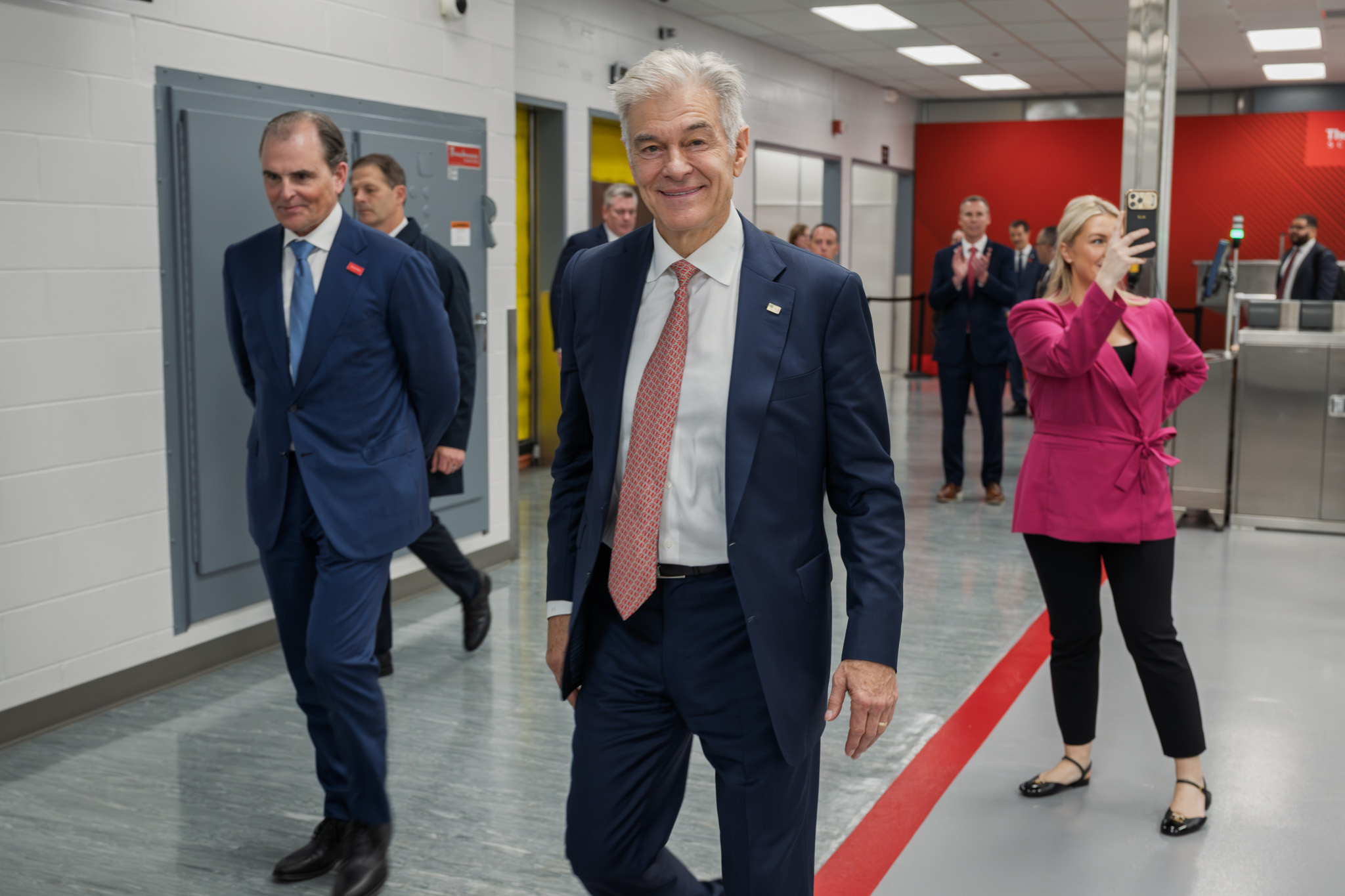 Guests make their way through the Thermo Fisher Scientific facility